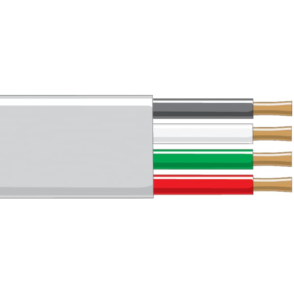 Primary Wire, 12 AWG, Copper, Black/Green/Red/White, PVC Jacket, Stranded